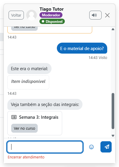 Cartão de um item indisponível e cartão de uma seção