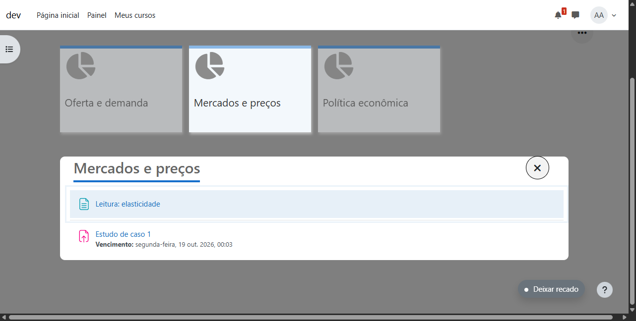 O mesmo em um curso no formato Tiles